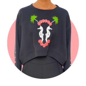 Cropped Quilted Seahorse Sweater